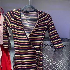 striped wrap dress